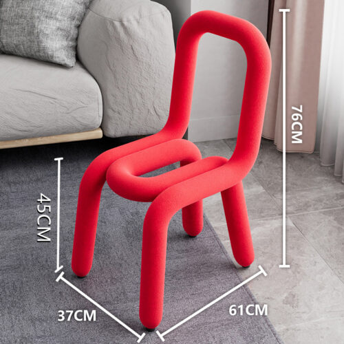 Creative Curved Tube Dining Chair Cashmere Fabric High Resilience Sponge Metal Frame Accent Chair - Dining chair - QONKA HOME