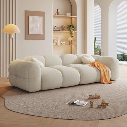 Customizable Fabric Sofa, Cream-colored, for a Small Rental Apartment Living Room - Living room furniture - QONKA HOME