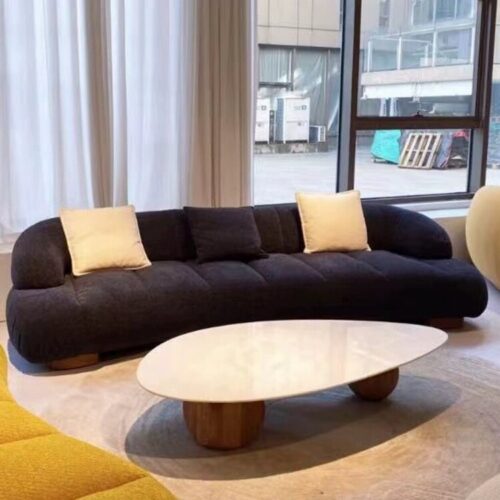 Italian-style Sofa, Curved Sofa, Chenille Fabric, Casual Seating - Living room furniture - QONKA HOME