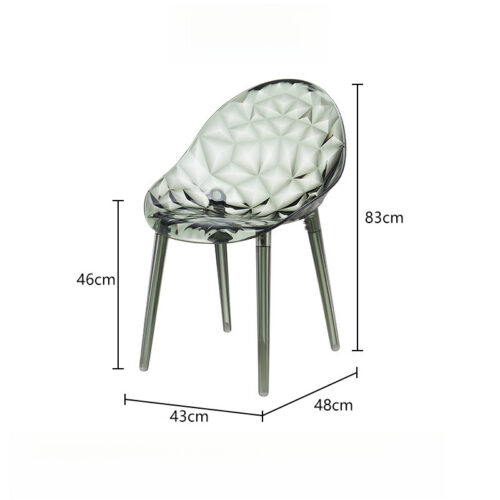 Diamond Textured Transparent PC Dining Chair Modern Crystal Clear Accent Chair Lightweight Plastic Side Chair for Dining R...