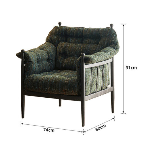 Striped Fabric Mid-Century Leisure Chair - Living room furniture - QONKA HOME