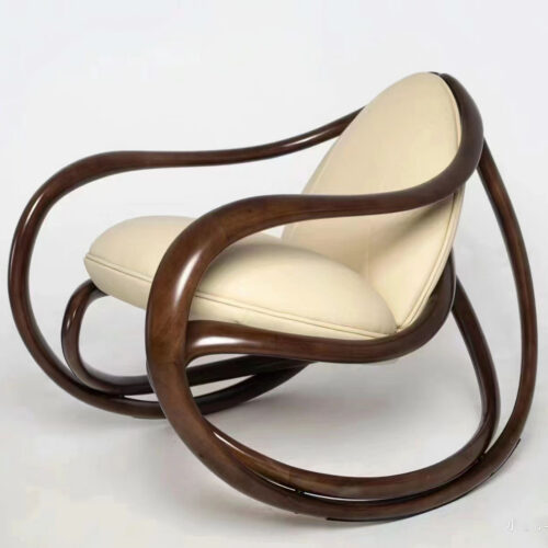 Mid‑century style solid wood rocking recliner armchair - Living room furniture - QONKA HOME