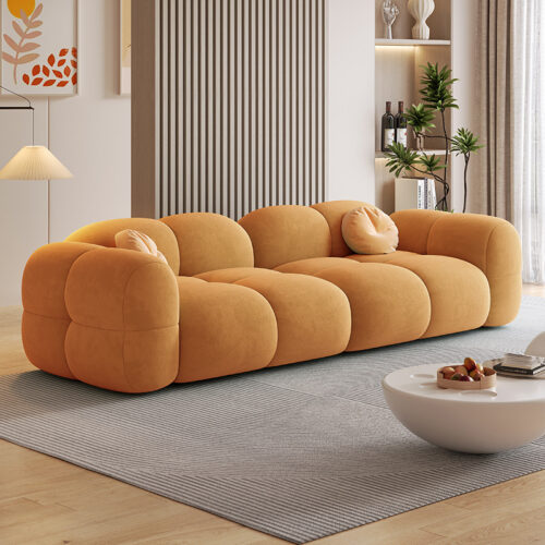 Customizable Fabric Sofa, Cream-colored, for a Small Rental Apartment Living Room - Living room furniture - QONKA HOME