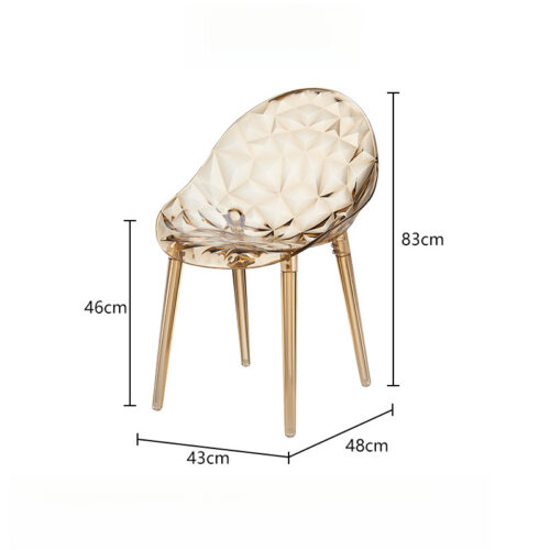 Diamond Textured Transparent PC Dining Chair Modern Crystal Clear Accent Chair Lightweight Plastic Side Chair for Dining R...
