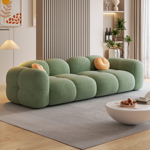Customizable Fabric Sofa, Cream-colored, for a Small Rental Apartment Living Room - Living room furniture - QONKA HOME