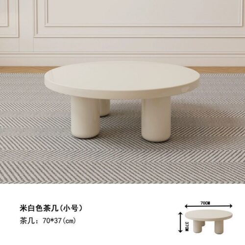 Nordic Minimalist Off-White Round Coffee Table Set - Coffee table - QONKA HOME
