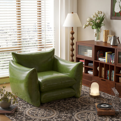 American red and white striped single sofa - Living room furniture - QONKA HOME