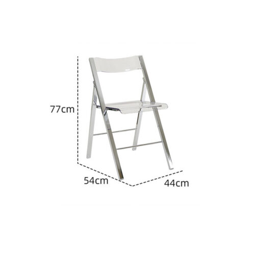 Transparent PC Folding Dining Chair Chrome Plated Metal Legs Foldable Side Chair for Home Kitchen Office Cafe - Dining cha...