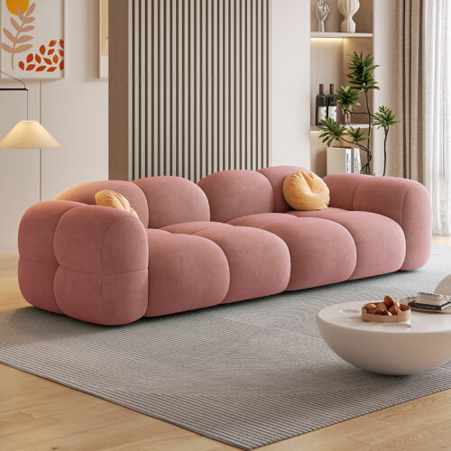 Customizable Fabric Sofa, Cream-colored, for a Small Rental Apartment Living Room - Living room furniture - QONKA HOME