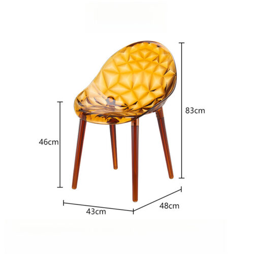 Diamond Textured Transparent PC Dining Chair Modern Crystal Clear Accent Chair Lightweight Plastic Side Chair for Dining R...