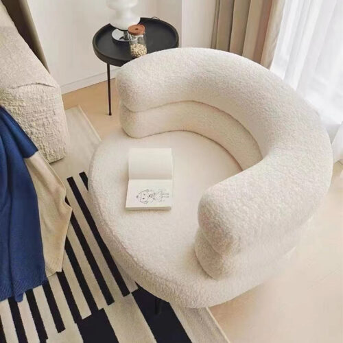 Lambswool lounge chair, minimalist living room chair - Living room chair - QONKA HOME