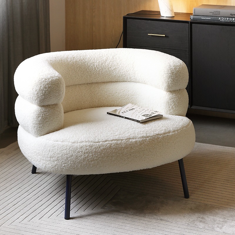 Lambswool lounge chair, minimalist living room chair - Living room chair - QONKA HOME