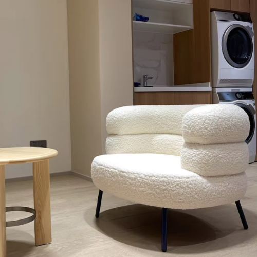 Lambswool lounge chair, minimalist living room chair - Living room chair - QONKA HOME