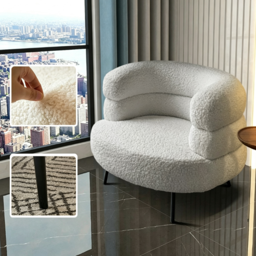 Lambswool lounge chair, minimalist living room chair - Living room chair - QONKA HOME