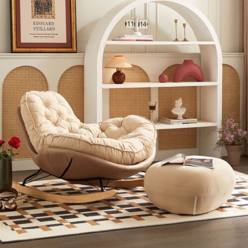 Two-tone recliner rocking chair - Living room chair - QONKA HOME