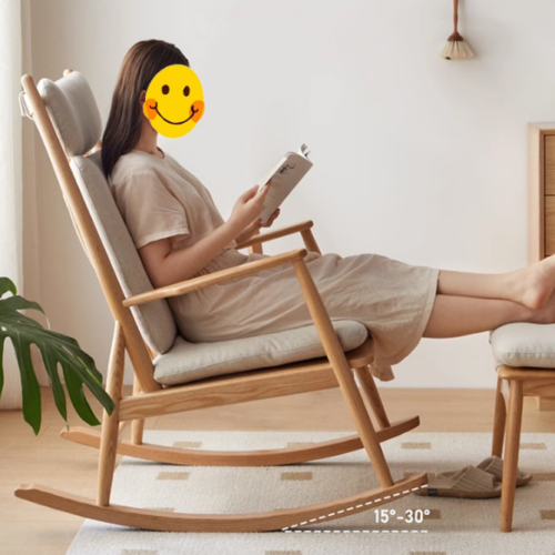 Wooden Rocking Chair, Living Room Lounge Chair - Living room chair - QONKA HOME