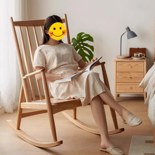 Wooden Rocking Chair, Living Room Lounge Chair - Living room chair - QONKA HOME