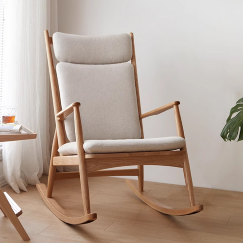 Wooden Rocking Chair, Living Room Lounge Chair - Living room chair - QONKA HOME