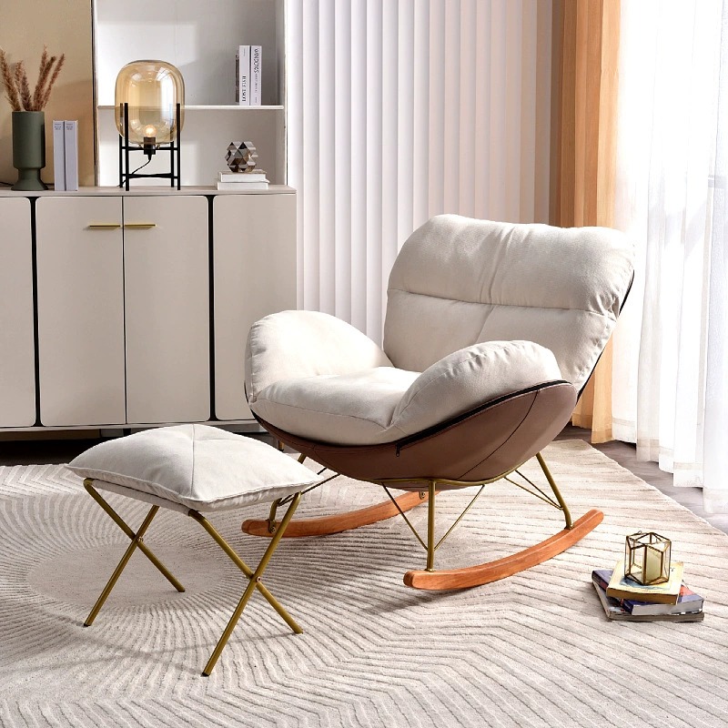 Modern rocking chair comes with a multifunctional footstool - Living room chair - QONKA HOME