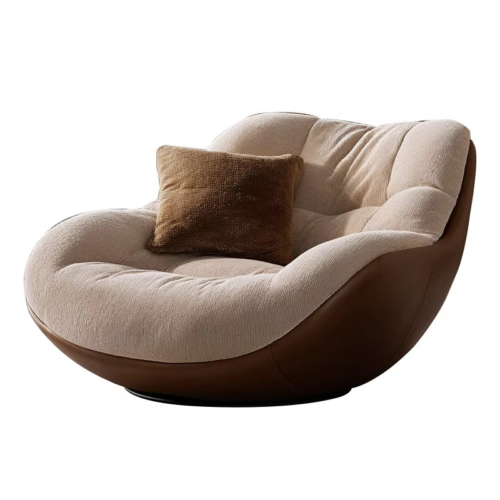 Swivel single armchair,Curved Enveloping Swivel Lounge Chair - Living room chair - QONKA HOME