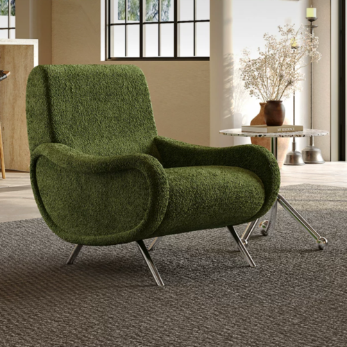 Retro High‑Back Accent Armchair - Living room chair - QONKA HOME