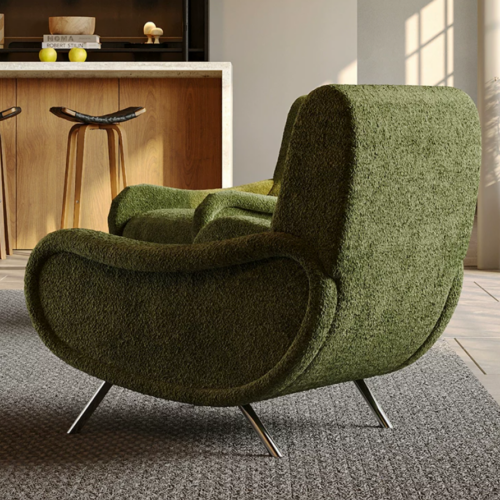 Retro High‑Back Accent Armchair - Living room chair - QONKA HOME