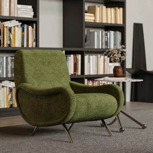 Retro High‑Back Accent Armchair - Living room chair - QONKA HOME