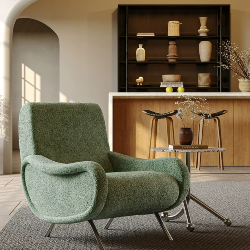 Retro High‑Back Accent Armchair - Living room chair - QONKA HOME