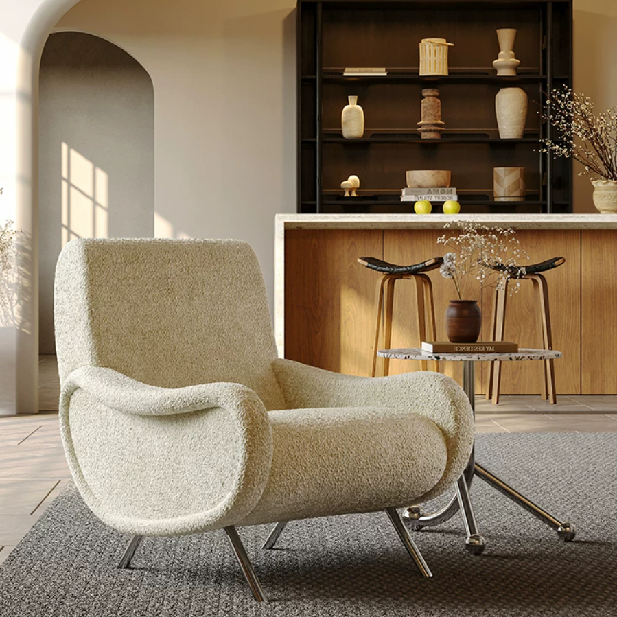 Retro High‑Back Accent Armchair - Living room chair - QONKA HOME