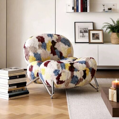 Multicoloured Plush Leisure Chair - Living room chair - QONKA HOME