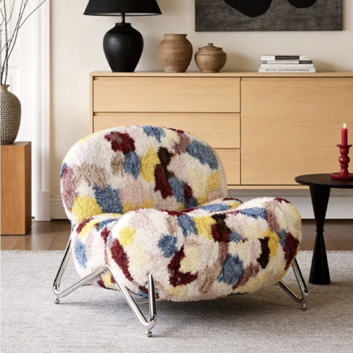 Multicoloured Plush Leisure Chair - Living room chair - QONKA HOME