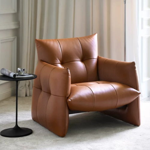 Leather single armchair, living room furniture - Living room chair - QONKA HOME