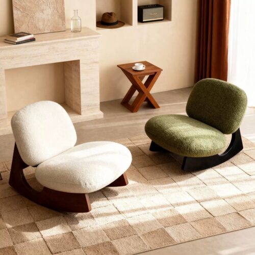 Soft rocking chair, solid wood armchair - Living room furniture - QONKA HOME