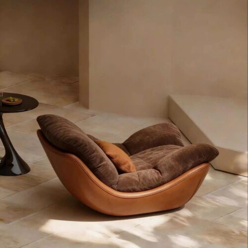Vintage leather rocking chair - Living room furniture - QONKA HOME