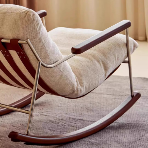 Retro Metal Wood Rocking Leisure Chair - Living room furniture - QONKA HOME