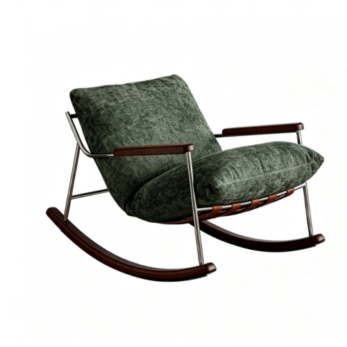 Retro Metal Wood Rocking Leisure Chair - Living room furniture - QONKA HOME