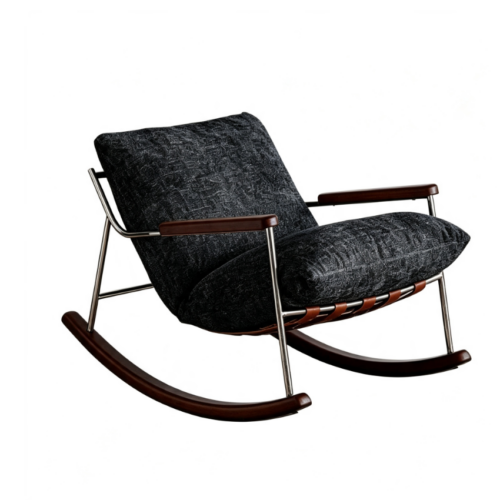 Retro Metal Wood Rocking Leisure Chair - Living room furniture - QONKA HOME