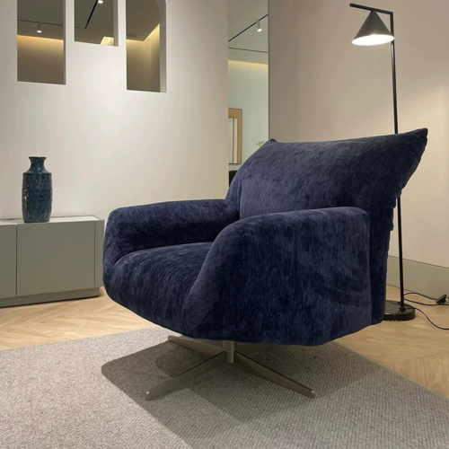 360 Swivel Chenille Fabric Accent Lounge Chair - Living room furniture - QONKA HOME