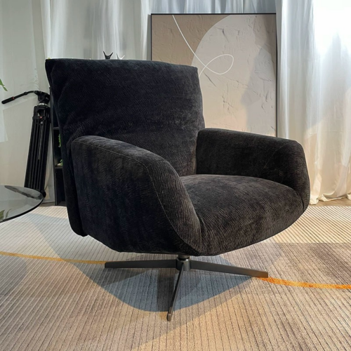 360 Swivel Chenille Fabric Accent Lounge Chair - Living room furniture - QONKA HOME