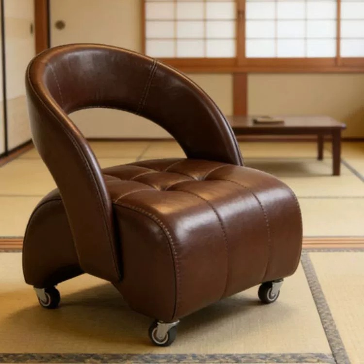 PU Leather Accent Chair With Rolling Casters - Living room furniture - QONKA HOME