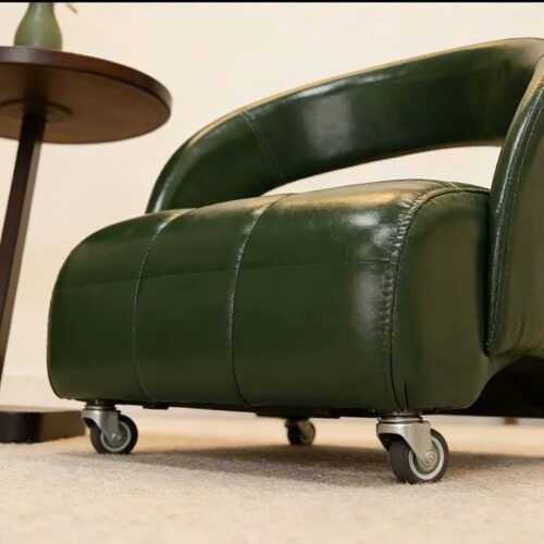 PU Leather Accent Chair With Rolling Casters - Living room furniture - QONKA HOME