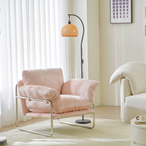 Customizable Fabric Metal Frame Accent Lounge Chair - Living room furniture - QONKA HOME