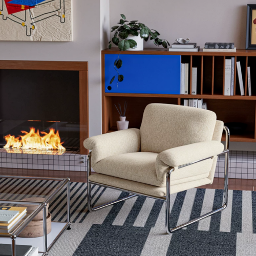 Customizable Fabric Metal Frame Accent Lounge Chair - Living room furniture - QONKA HOME