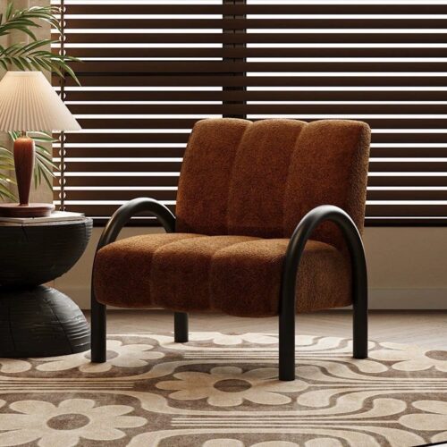 Retro lounge chair with wooden armrests - Living room furniture - QONKA HOME