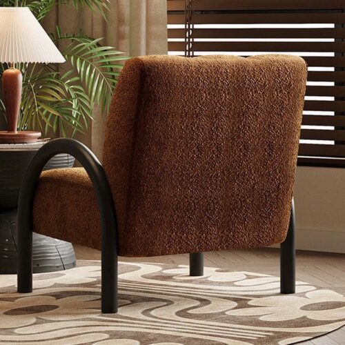 Retro lounge chair with wooden armrests - Living room furniture - QONKA HOME