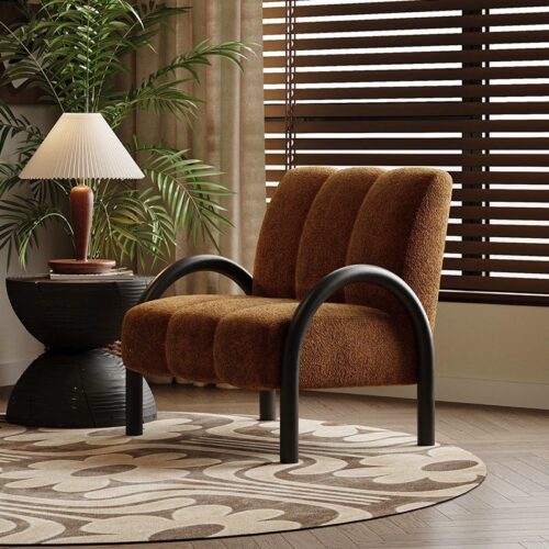 Retro lounge chair with wooden armrests - Living room furniture - QONKA HOME