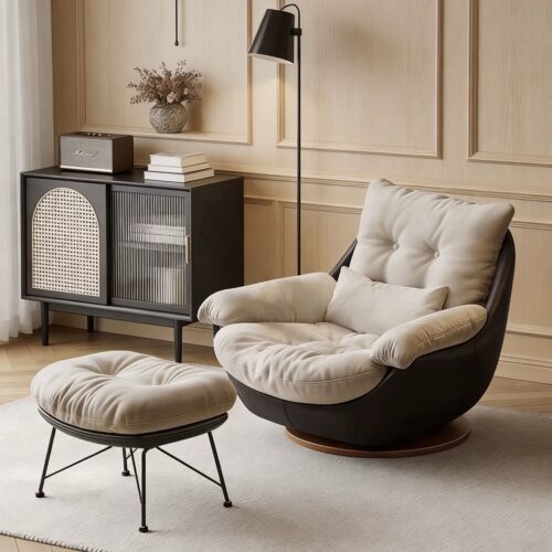 Swivel Leisure Chair With Matching Ottoman - 微信图片 20260810093522 3469 14 - QONKA HOME