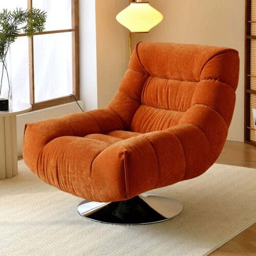 Plush Chenille 360 Swivel Lounge Chair - Living room furniture - QONKA HOME