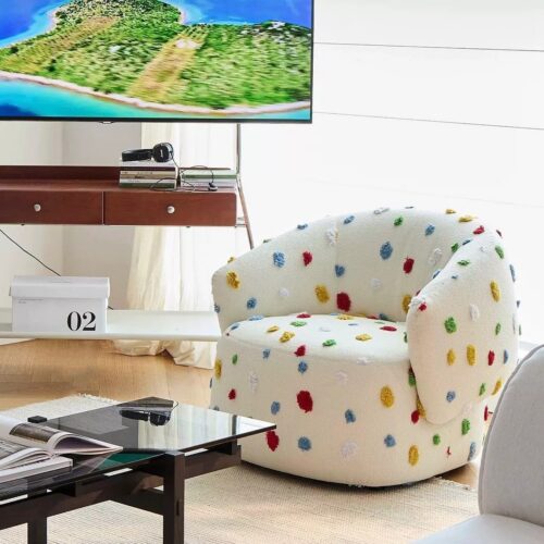 3D Embroidery Rotatable Designer Accent Chair - Living room furniture - QONKA HOME
