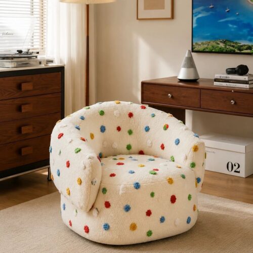 3D Embroidery Rotatable Designer Accent Chair - Living room furniture - QONKA HOME